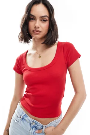 Pimkie Scoop neck ribbed t-shirt in
