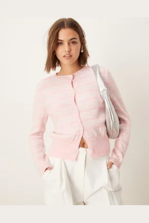 ASOS Neat fit cardigan in pink stripe