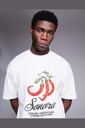 ASOS Boxy oversized t-shirt with chilli graphic in