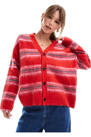 JJXX Fluffy spicy cardigan in pink stripe