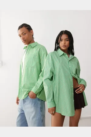 Reclaimed Unisex oversized shirt in green stripe