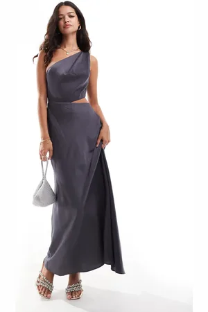 ASOS Satin twist strap cut out maxi dress in slate