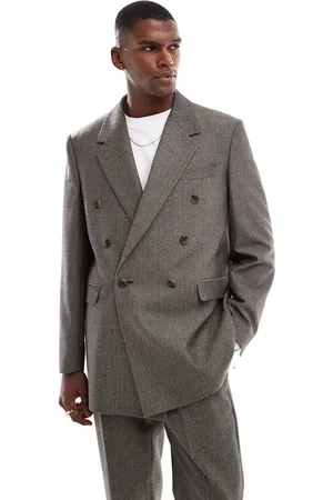 ASOS Wool look relaxed suit jacket in charcoal herringbone