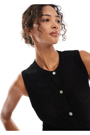 ASOS Knitted shirred button through tank in