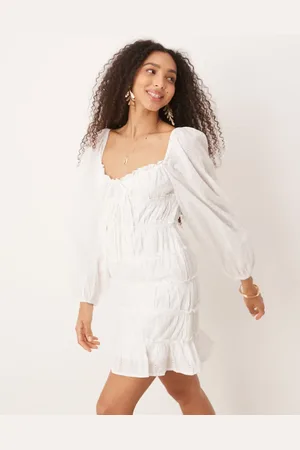Gina Tricot Long sleeve sweetheart neck broderie anglais mini dress in