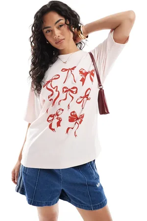 JJXX Oversized red bow t-shirt in