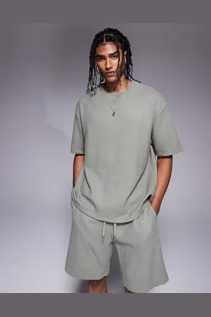 River Island Textured t-shirt co-ord in khaki