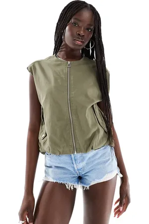 ONLY Bubble hem waistcoat in khaki