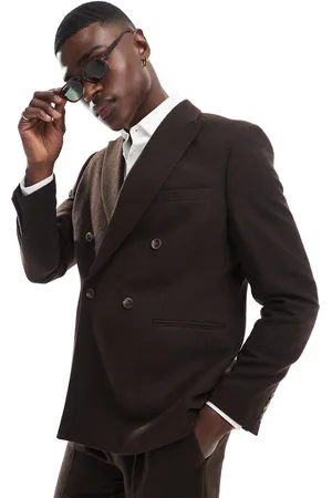 ASOS Wool blend double breasted regular suit jacket in