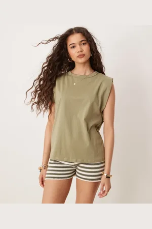 MANGO Sleevess shoulder detail vest in sage