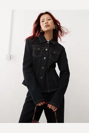Lioness Rider cinch detail denim jacket co-ord in dark wash denim