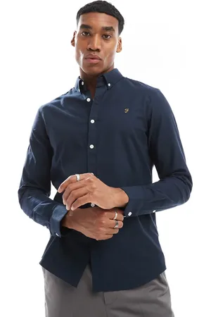 Farah Brewer slim fit long sleeve oxford shirt in