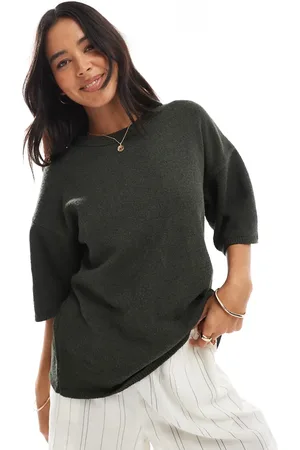 ASOS Knitted slub relaxed t-shirt in khaki
