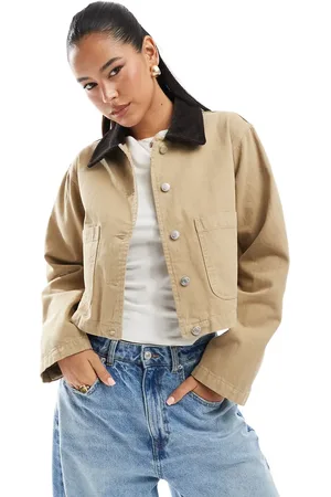 ASOS Crop denim barn jacket in stone