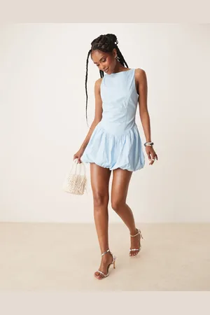 Nialaya Tamara bubble mini dress in chambray