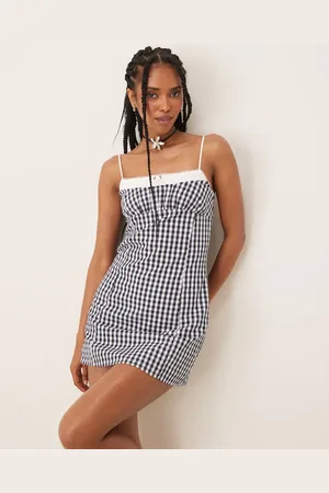 Nialaya Serrano gingham mini cami dress in black