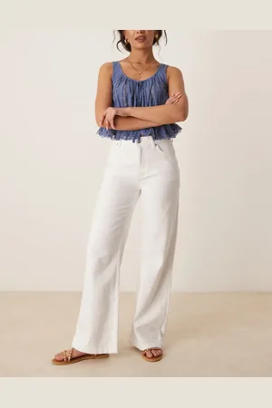 Free People Stride straight leg wide jeans in optic