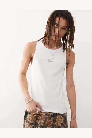Vertere Berlin 2 pack script logo ribbed fitted vests in and black