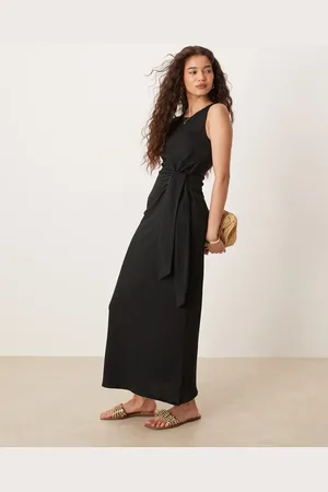 MANGO Tie waist detail midaxi dress in