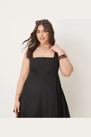 ASOS ASOS DESIGN Curve scoop neck pleat waist mini dress in