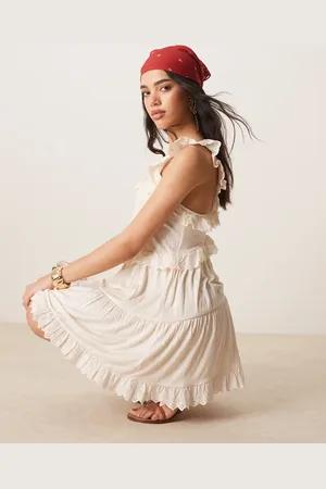 ASOS Lace insert ruffle tiered swing mini dress in