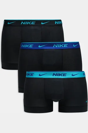 Nike Dri-Fit Essential Microfibre 3 pack trunks in with blue waistbands