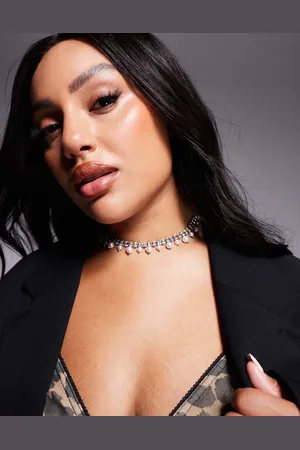 ASOS Choker necklace with crystal cupchain and faux pearl design in tone