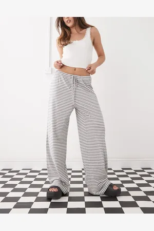 Weekday Slouchy trousers in off- and grey stripe