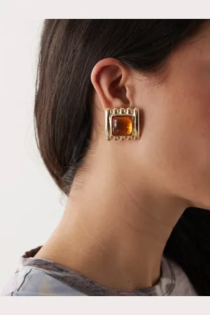 Reclaimed Earrings with faux amber stones in