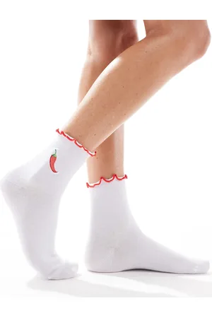 ASOS Embroidery chilli sock with frill top in