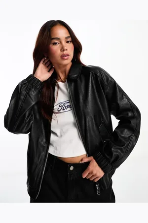 Bershka Faux leather dad jacket in