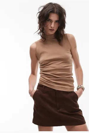 Topshop Hitched side tank top in fudge