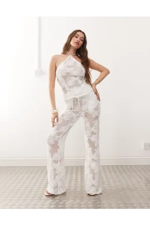 Amy Lynn Cici wide leg flare crochet trousers co-ord in