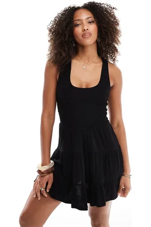 ASOS Crinkle scoop tiered mini dress in