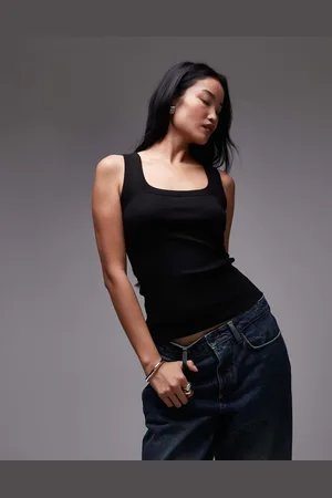 Topshop Rib scoop neck vest in