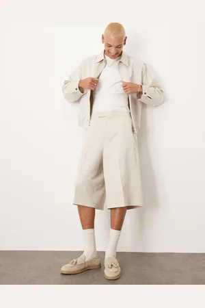 ASOS Smart co-ord oversized bermuda shorts in stone with elasticated waist