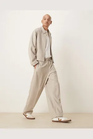 ASOS Smart co-ord pull on wide trousers in stone texture slub