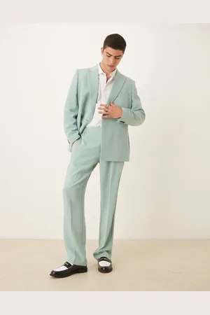 ASOS Linen look straight leg trousers in twill