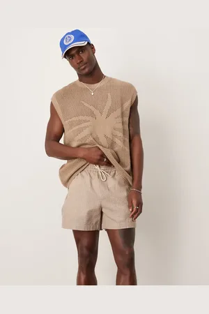 ASOS Short in beige and white stripe