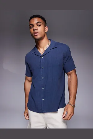 Abercrombie & Fitch Short sleeve textured linen shirt in