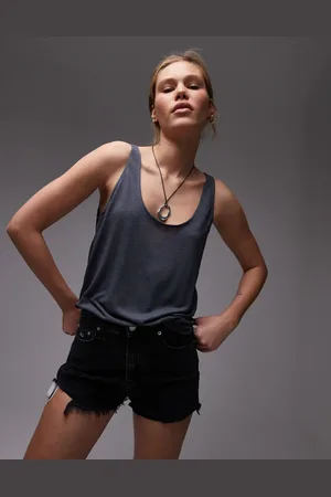 Topshop Slouchy scoop neck vest in dark marl