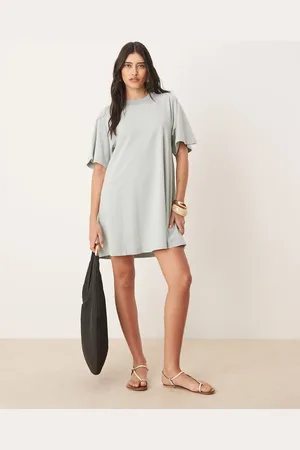ASOS T shirt swing mini dress in washed blue