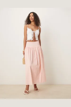 ASOS Dropped waist volume midi skirt in washed