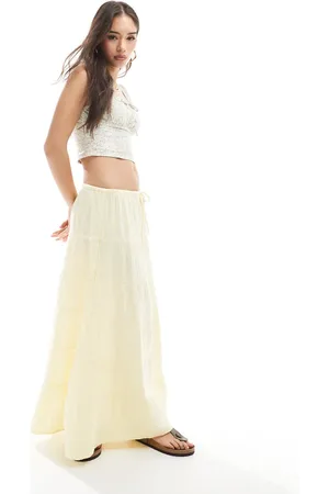 Cotton On Cotton On tiered maxi skirt in lemon icing
