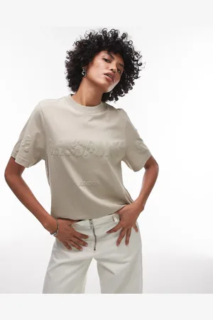 AllSaints Lisa Biggy tonal logo t-shirt in light