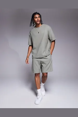 River Island Textured shorts co-ord in khaki