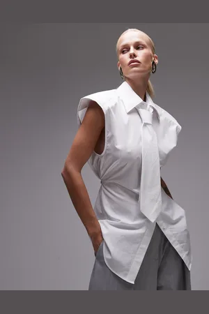 ASOS Shoulder pad sleeveless shirt with tie