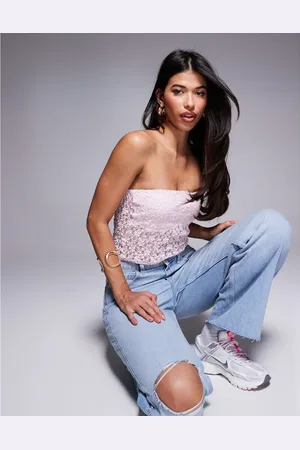 ASOS Sculpted lace bandeau top in light