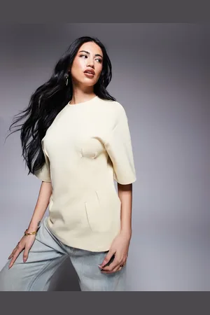 ASOS Cinched interlock tee in buttermilk