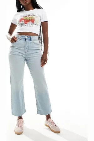 ASOS Ankle grazer straight leg jean in tinted bleach wash - LBLUE
